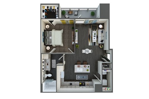 Floor plan for 1 bed, 1 bath, 810 sqft